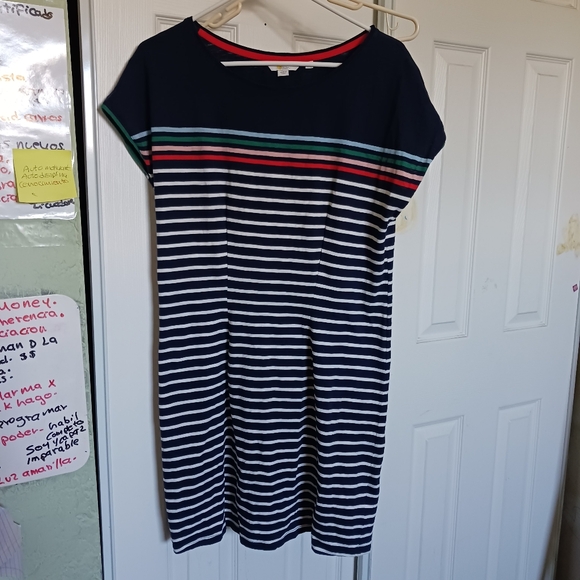 3X$10 Closet Clear Out Boden Paulina Women DressJersey Midi Striped Blue 10 R - Picture 3 of 5